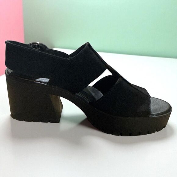 H&M Divided Sandals Size 41 US 10 Black Suede Chunky Platform Y2K - Picture 4 of 7